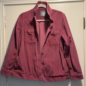 L.L. Bean Women's Mauve Corduroy Button Down Side Slit Utility Top Jacket